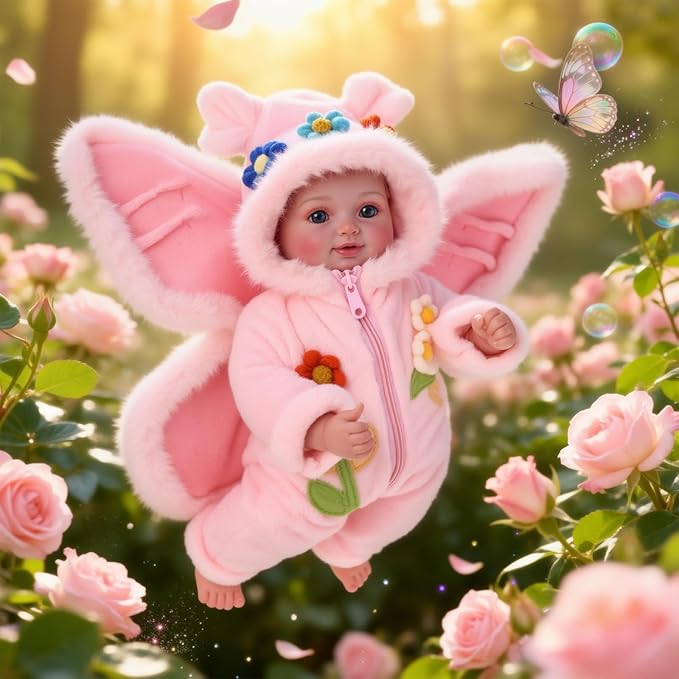 BABESIDE Baby Doll Girl - 17-Inch Soft Body Realistic Baby Doll with Blue Eyes and Fairy Outfit Real Life Baby Dolls for 3 4 5 6 7 8 9 Years Girl Birthday Gifts, Pretend Play, Christmas & Collection