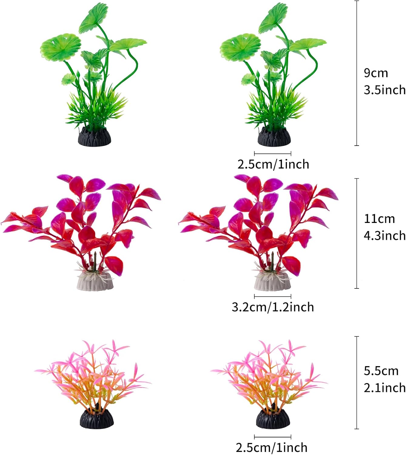 COMSUN 25 Pack Artificial Aquarium Plants, Small Size 4 inch Approximate Height Fish Tank Decorations Home Décor Plastic Red