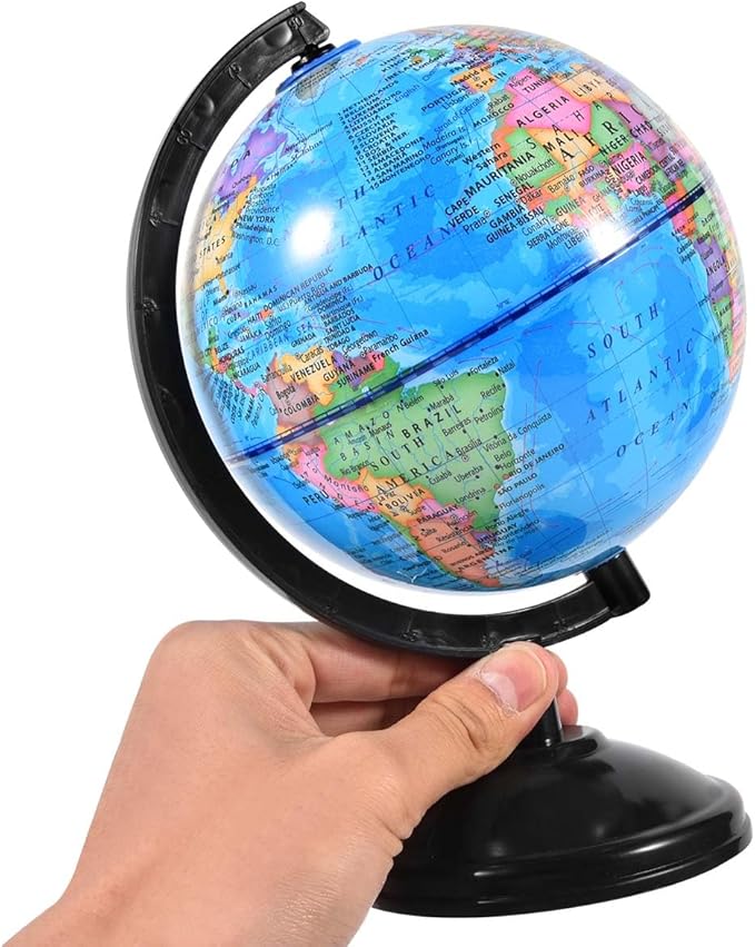 Rotating World Globe 6 Inch Spinning Earth Globe with Stand for Kids Learning Geography Classroom Education or Office Home Decorations