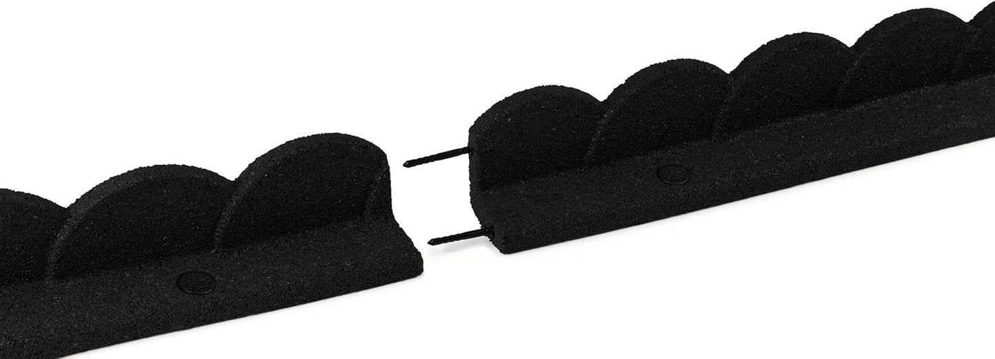 Playsafer L Shaped Flexible Rubber Scalloped Edger for Lawns Landscaping and Playground | Easy No Dig Installation| 4' Long (1, Black)