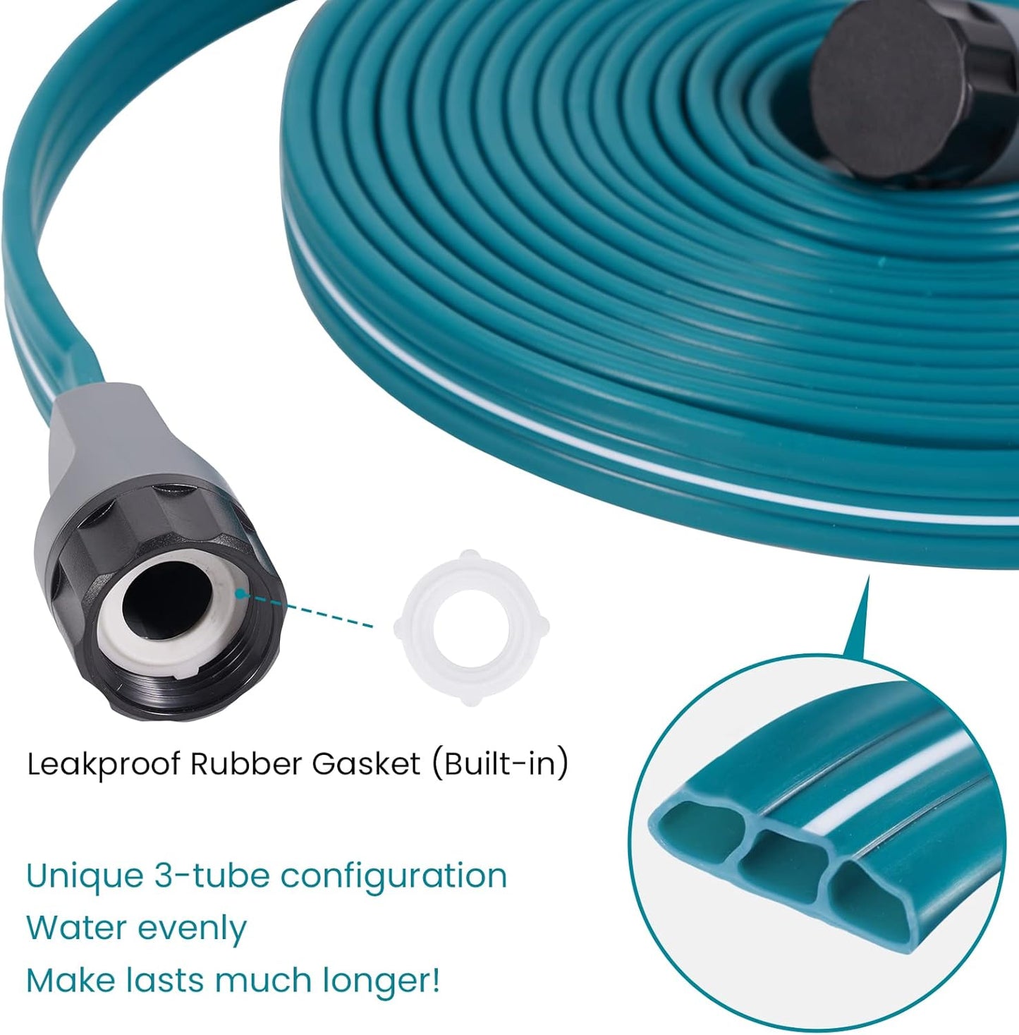 LINEX Sprinkler Soaker Hose 75 ft for Garden Lawn Watering Hose with Stakes