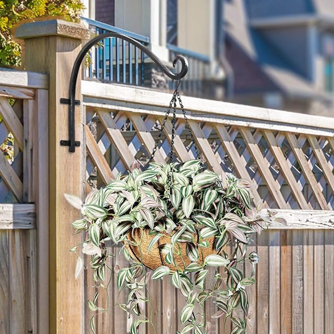 Heavy Duty Hanging Plant Bracket: Outdoor Hand-Forged Hanging Plant Bracket Hook - 16Inch Black Bird Feeder Bracket