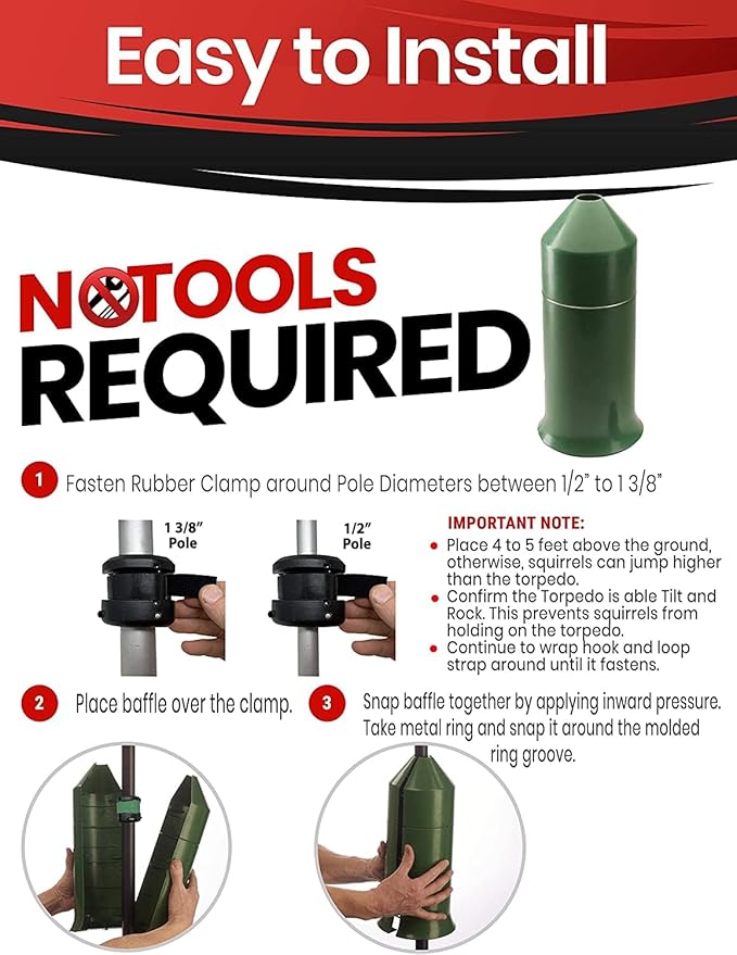 iPrimio 18" Squirrel Baffle - Easy Install Pole Wrap Around Baffle: Protect Hanging Bird Feeders, Squirrel Baffles for Feeders, No Tool Install, Durable Weather Resistant, for Bird Feeder Poles