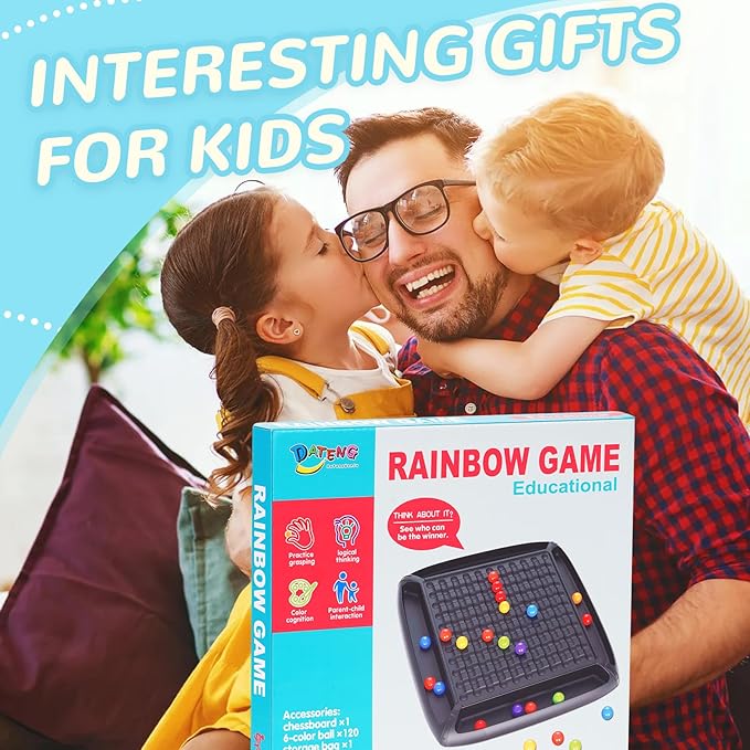 120 Pcs Dual Dual Intellectual Chessboard, Strategy Puzzle Board Game for Kids, 2 to 4 Players Family Travel Party Games, Rainbow Game Marbles Gifts for Boys Girls