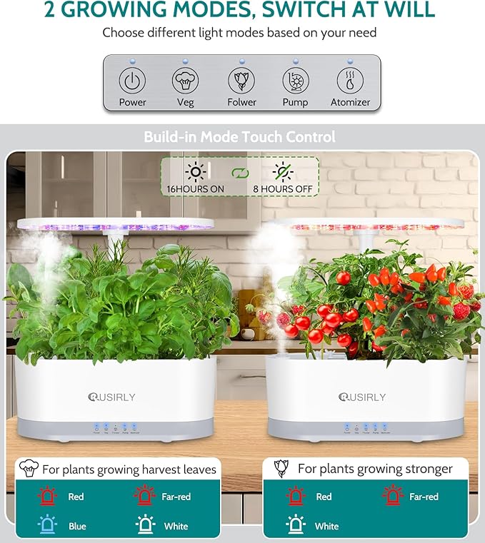 Misting 11 Pods Hydroponic Growing System Herb Garden Kit Indoor, 4L + 1.5L Large Tank Plant Germination Kit with Adjustable Height Grow Light to 18", Quiet Pump, Auto Timer, Gardening Christmas Gifts