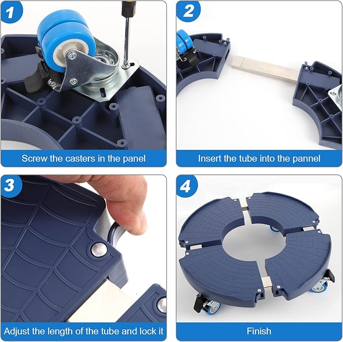 W B D WEIBIDA Plant Dolly with Wheels 2 Pack Heavy Duty Planter Caddy Size-Adjustable, Rolling Plant Stand with Casters, Round Dolly Cart for Potted Plant, Trash Can and Umbrella Base