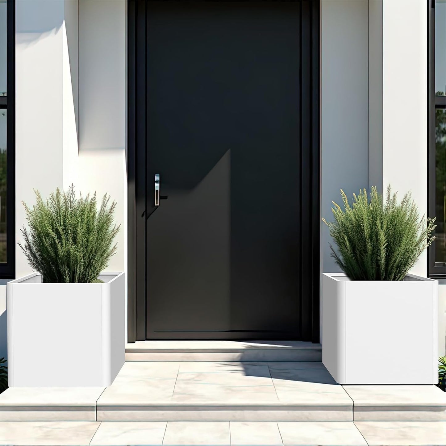 Large Square Planter for Outdoor Plants 20" L x 20" W x 20" H,Metal Planters for Outdoor Plants,Cube Planters with Drainage Hole for Porch/Patio/Garden