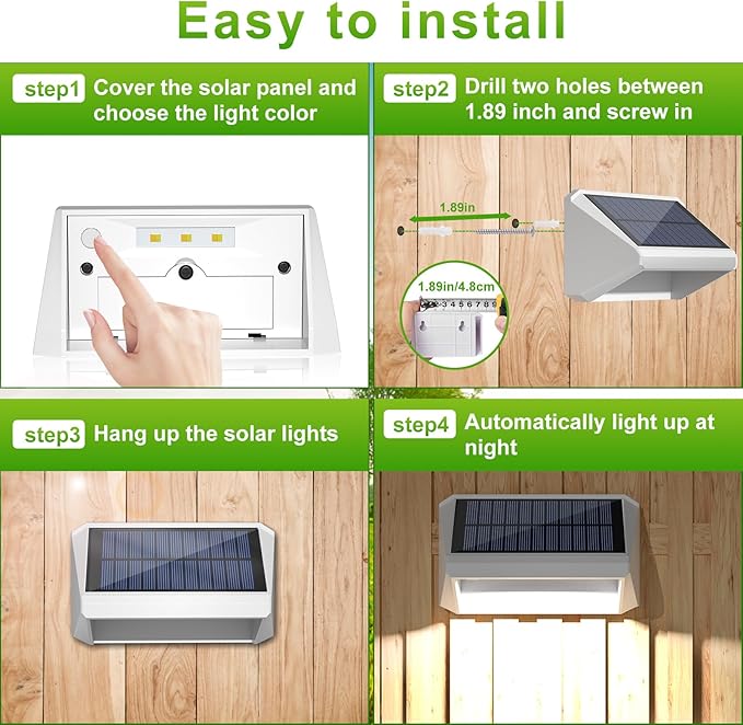 LANSOW Solar Fence Lights 10 Pack, Cool ,Warm and White, Solar Deck Lights Outdoor Waterproof, Dusk to Dawn Solar Powered Decor for Outside, Step, Yard, Patio, Wall, Stair