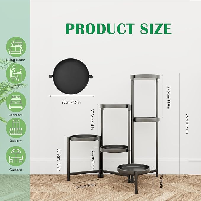 Tall Plant Stand Indoor Outdoor, Corner Metal Flower Pot Stands for Multiple Plants,6 Tier Heavy Duty Plant Shelf for Patio Garden Balcony Living Room Bedroom (6 tier)