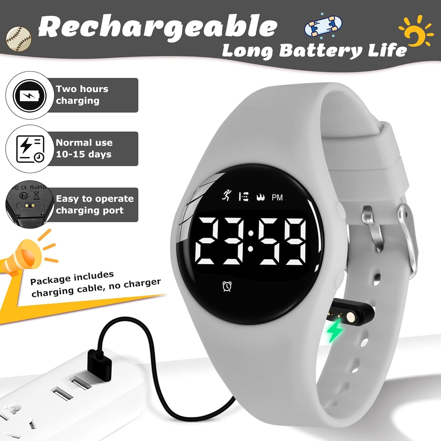 Kids Watches for Girls Boys Digital Sport Watch with Step Counter Pedometer Vibration Alarm Clock, No App Waterproof Fitness Tracker Kids Watch Boys Girls Teens Students Ages 5-16