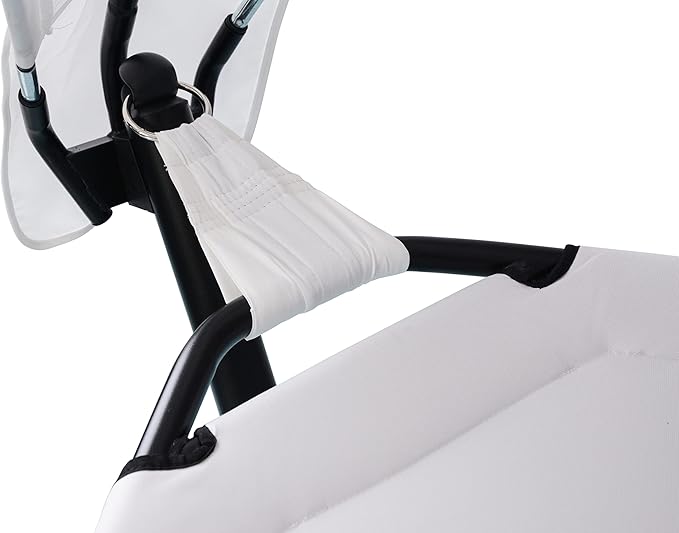 Island Retreat Sea Breeze Steel Frame Hammock Lounge Chair with Canopy - Luxury Shaded Hammock with Stand for Outside - Boho Style Beach Chair with Adjustable & Removeable Canopy - Black & Champagne