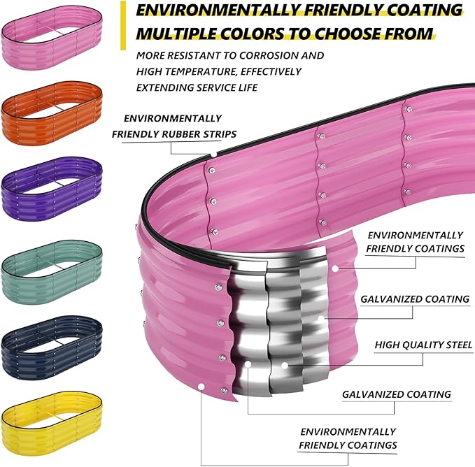 Galvanized Metal Planter Round Raised Garden Bed Kit for Gardening Outdoor,3x3x1ft Grow Garden Box Raised Flower Bed,Round Galvanized Planter Outdoor Large Metal Fire Pit Ring