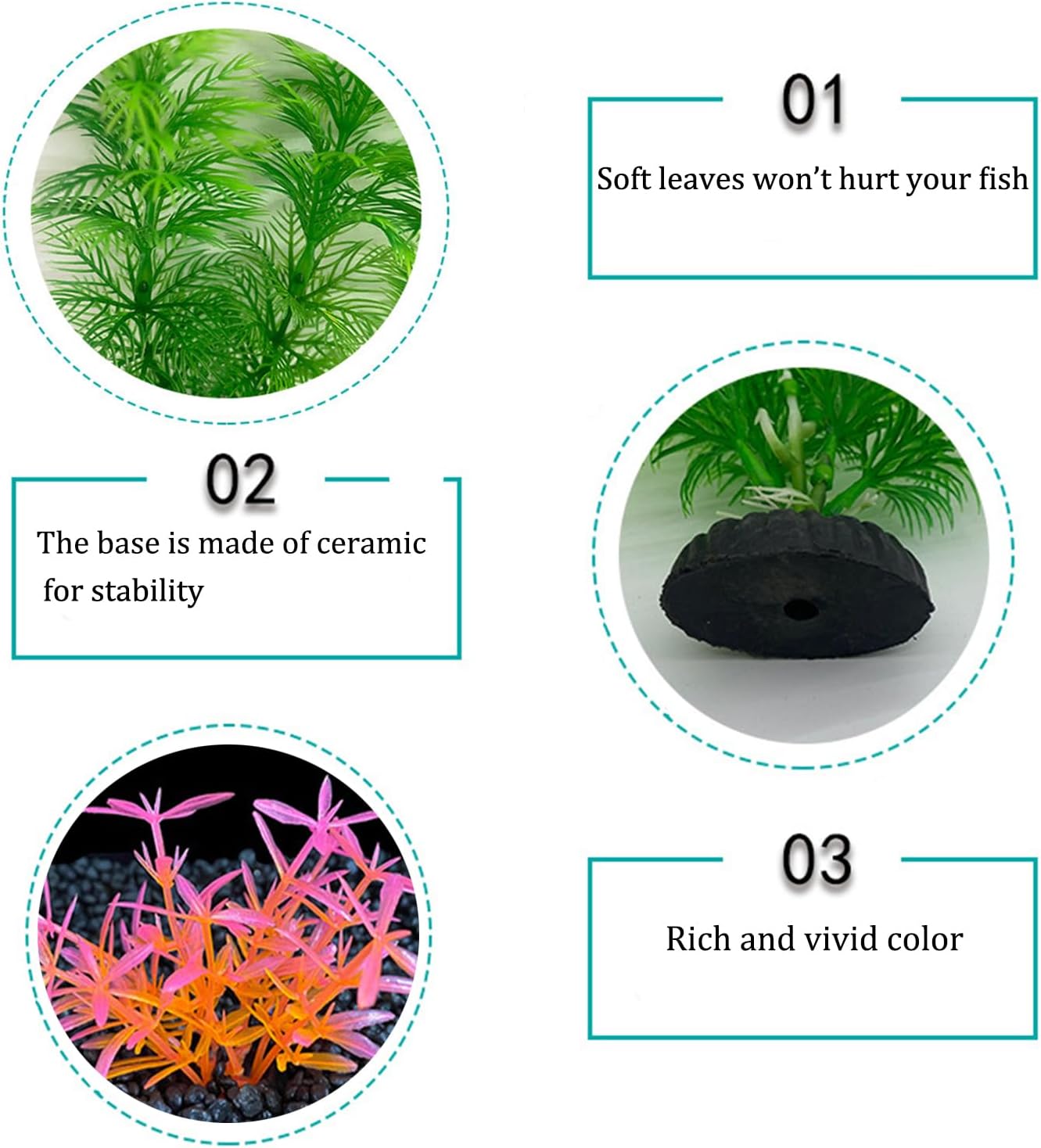 11 Pieces Colorful Artificial Fish Tank Decorations, Aquarium Decorations Fish Tank Green Artificial Plastic Plants, Small to Large (4-8Inch)