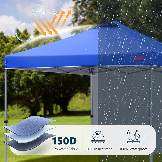 MASTERCANOPY Durable Pop-up Canopy Tent with 1 Sidewall (10'x10',Blue)