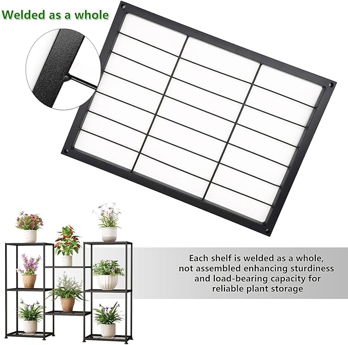 Metal Plant Stand Indoor Metal Plant Stands Outdoor Tiered Plant Shelf for Multiple Plants, 8 Tiers Plant Rack Holder Garden Shelves Flower Stand for Living Room Patio Corner (8 Tiers-A)