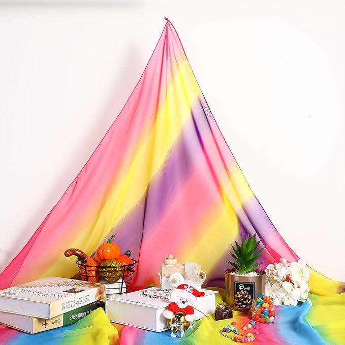 Geyoga 3 Pcs Square Play Silk Scarf 27 Inch Rainbow Sweet Silks Dance Juggling Scarf for Kids Pretend Creative Play, Dress up and Childhood Fun