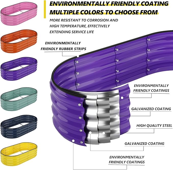 Galvanized Metal Planter Round Raised Garden Bed Kit for Gardening Outdoor,3x3x1ft Grow Garden Box Raised Flower Bed,Round Galvanized Planter Outdoor Large Metal Fire Pit Ring