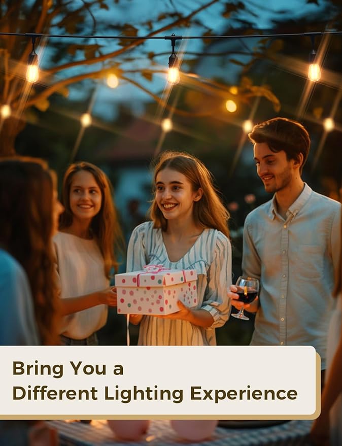 XMCOSY+ Smart Outdoor String Lights, 98Ft LED Patio Lights Waterproof IP65, App Control, Compatible with Alexa, Dimmable Edison Bulbs Outdoor Light for Yard Porch Bistro Outside