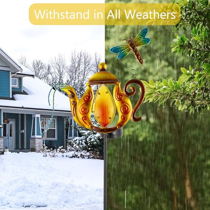 2 Pack Pathway Lights Solar Powered, Metal Solar Lights Outdoor Decorative Yard Ornaments Waterproof Landscape Lighting for Garden, Porch Decor - Yellow