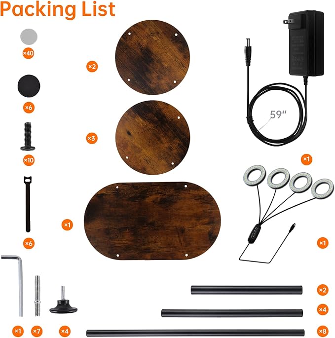 Plant Stand Indoor with Grow Light, 50" High Indoor Plant Shelf, 6 Tier Flower Stand with Plant Light Full Spectrum, Metal Plant Holder with Light, Double-Row Discs Plant Rack for Home, Corner