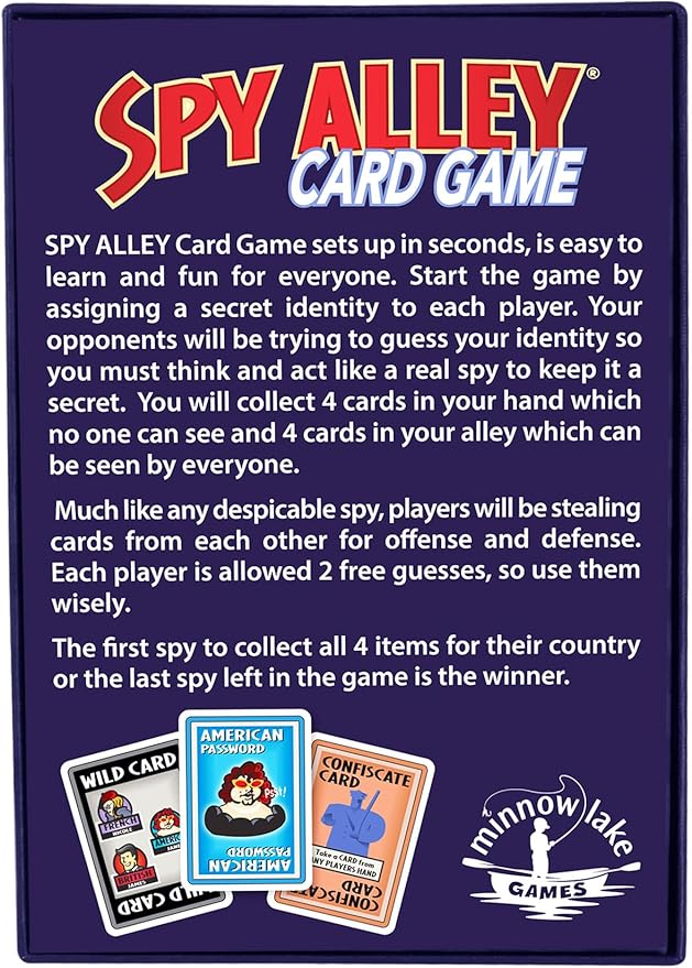 SPY ALLEY Card Game: Secret Intrigue for Kids and Adults Ages 8 and Up, Reimagined Spy Game for 2-6 Players, Mystery Games, Family Games for Kids and Adults