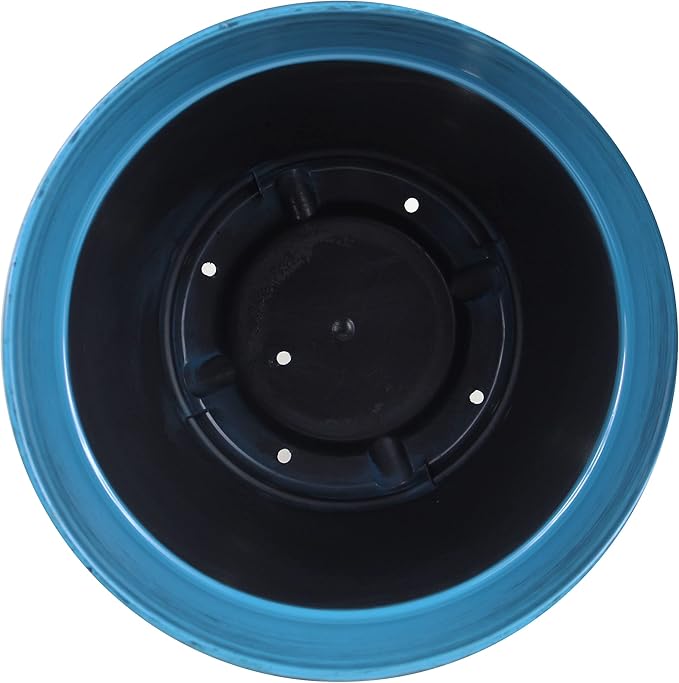 Garden Elements Indoor/Outdoor Glazed Brushed Happy Plastic Planter, Large, Dark Blue, 15" (Pack of 2)