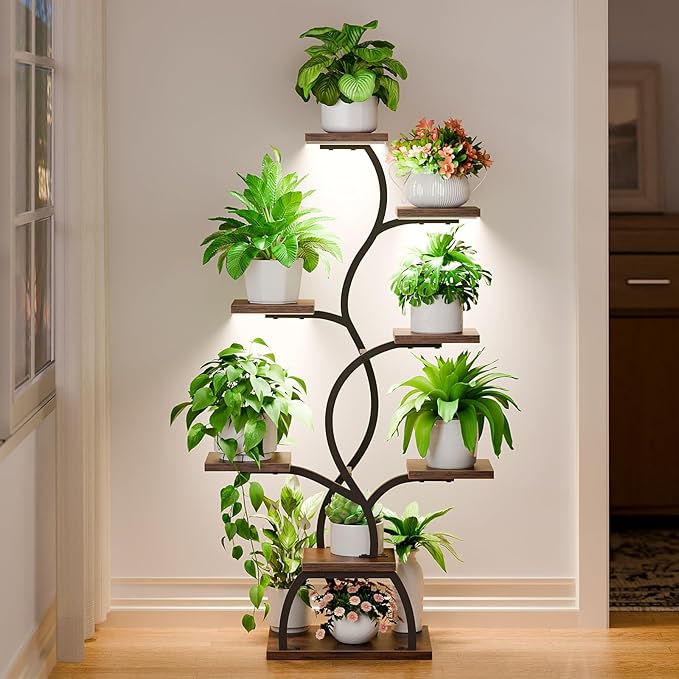 Plant Stand Indoor with Grow Light: 8 Tiered Plant Shelf Indoor, Corner Plant Stand, Tall Plant Shelf, 49" Plant Shelf with Grow Light, Plant Stand, Small Indoor Plant Stand for Living Room, Balcony
