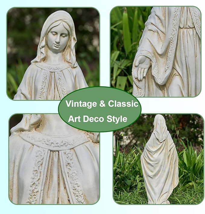 Virgin Mary Statue, Outdoor Garden Religious Decorations, Outdoor Mother Mary Statue, Garden Sculptures & Statues for Home Yard Patio Lawn Deck Hallway