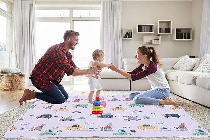 50 x 50 Play Mat for Baby Playpen Tummy Time Mat, Non-Slip Washable Baby Playpen Mat, Baby Crawling Mats for Floor, Portable Travel Large Play Mats for Toddlers and Infants