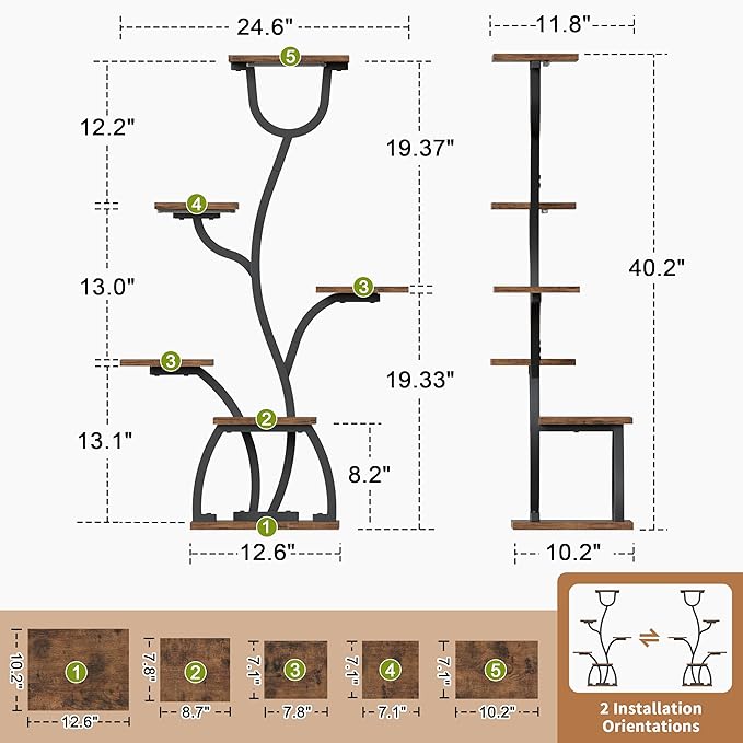 Plant Stand Indoor with Grow Lights - 2 Pack Indoor Plant Shelf, 6 Tiered Corner Flower Stand Shelves, 40" Display Shelf for Home, Living Room, Patio
