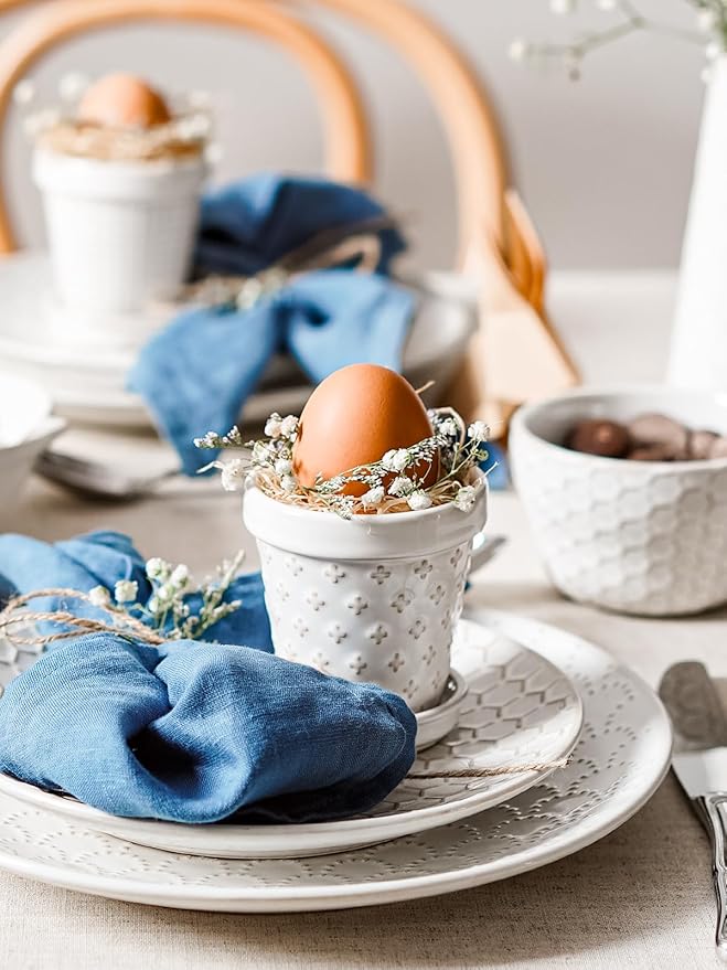 LE TAUCI Succulent Pots, Cute Indoor Plant Pot with Saucer, 3 Inch Mini Ceramic Flower Pots with Drainage, for Plant Lover or Mothers Day,Housewarming, Decorative Lovely Planter for Cactus,Set of 4