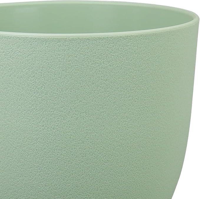 Large Plant Pots 12/10/9 inch, Set of 3 Modern Decorative Plastic Planters with Drainage Holes and Saucers, Flower Pots for Indoor Outdoor Plants, Green