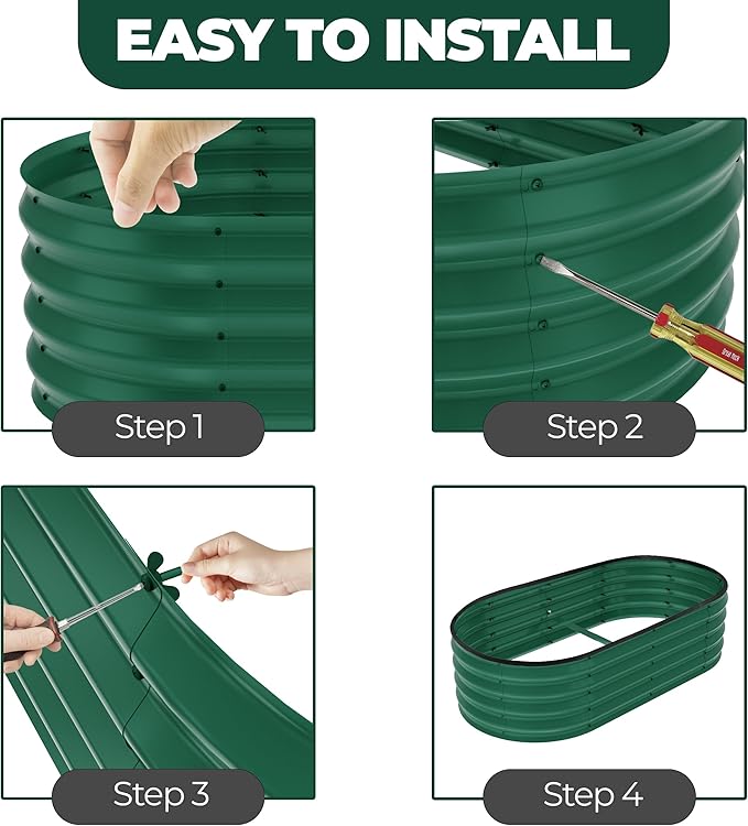 Utopia Home Galvanized Raised Garden Bed, 4 by 2 by 1 feet Lightweight Planter Boxes Outdoor with Easy Assembly, Large Garden Bed for Vegetables, Fruits, Flowers, Green