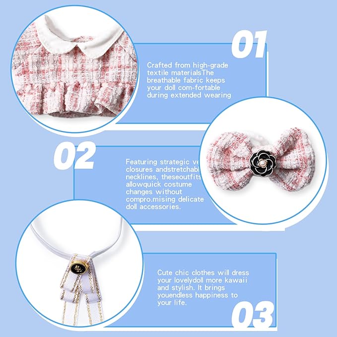 17cm Doll Clothes Set & Outfit Set for 17cm Dolls - Premium Fashion Dresses with Accessories, Luxury Chic Doll Clothing & Style Bundle,Just Clothes (Style-B)