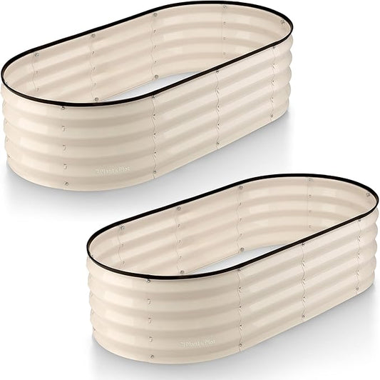 Galvanized Raised Garden Beds Outdoor // 4×2×1 ft (2-Pack) Planter Raised Beds for Gardening, Vegetables, Flowers // Large Metal Garden Box (White) // Patented Tool-Free Design