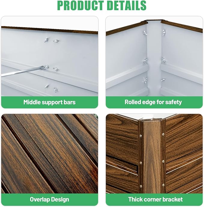 SnugNiture 2 Pcs 8x4x1FT Raised Garden Bed Galvanized Planter Garden Boxes Outdoor, Deep Root Planter Raised Bed for Vegetables Flowers Herbs,Brown