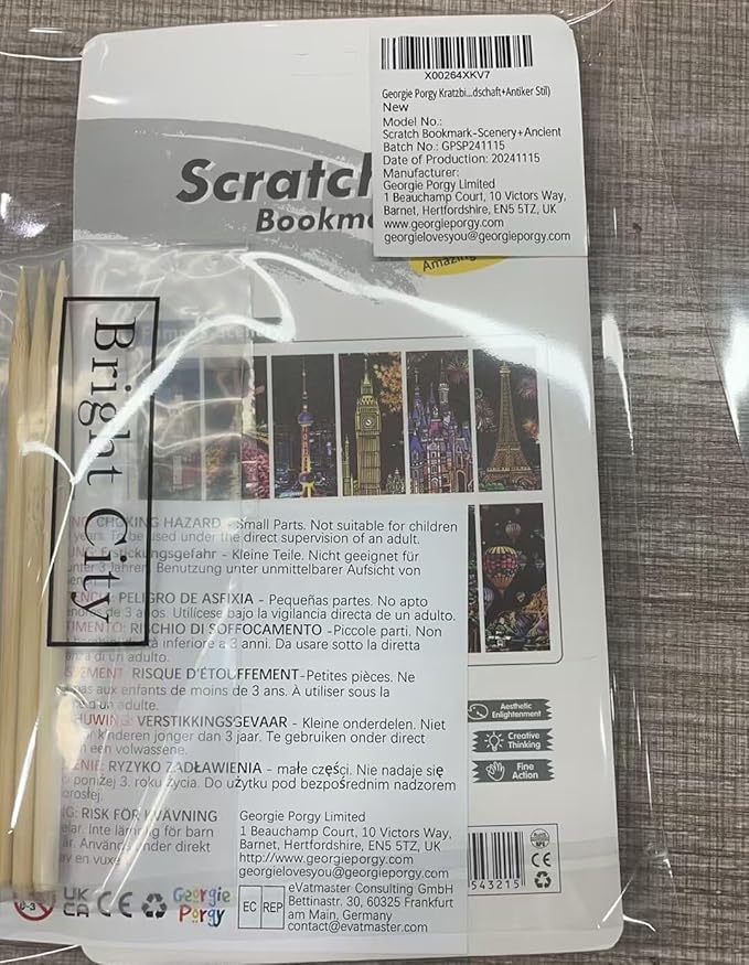 Georgie Porgy Scratch Paper Art Set for Kids Adults Magic Rainbow Scratchboards for DIY Arts and Crafts Kits Christmas Birthday Gift with Scratching Tools Kit (Bookmarks-Famous Scenery+Ancient Style)