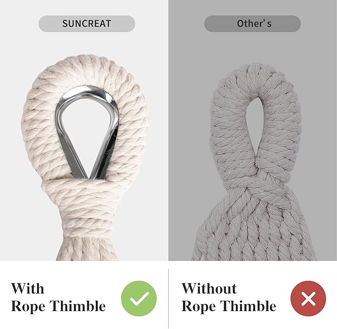 SUNCREAT Camping 2 Person Canvas Hammock, Double Travel Hammock, 475 lbs Capacity, Natural