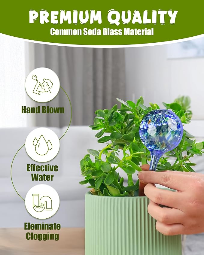 Iridescent Self Watering Globes, Glass Rainbow Plant Watering Globes, Self Watering Planter Insert, Automatic Plant Waterer Indoor (Small-6 Pcs Multi-Color, Small)