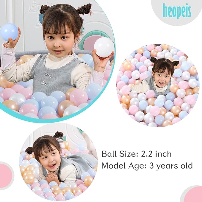 Ball Pit Balls Pack of 100 200 500 - Star and Round Set BPA Free Phthalate Free Non-Toxic Crush Proof Play Balls Soft Plastic Balls for Toddlers Baby Kids Birthday Pool Tent Party