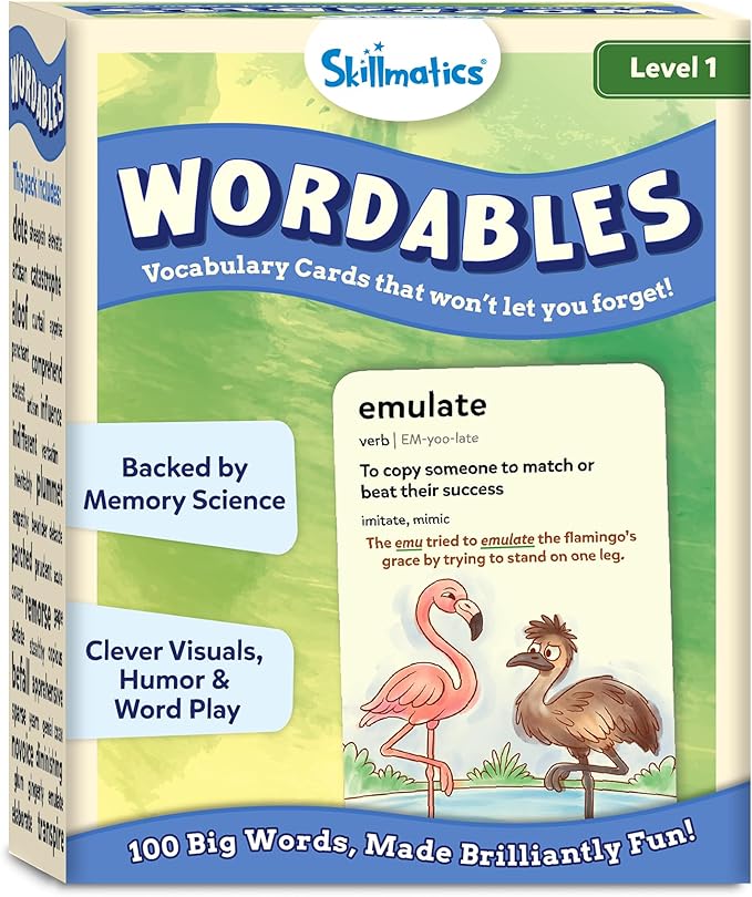 Skillmatics Vocabulary Flash Cards for Kids - Learn 100 Words with Wordplay, Visuals, & Soundplay, Christmas Stocking Stuffers, Educational Gifts for Ages 8, 9, 10 & Up, Screen-Free Language Game