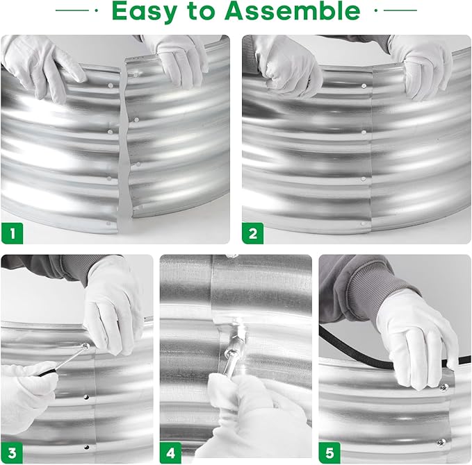 JERIA 2 Pcs 8×4×1ft Oval Raised Garden Bed,Galvanized Raised Garden Bed Kit Outdoor Metal Gardening Planter Box for Vegetable, Fruits, Flower,Herbs