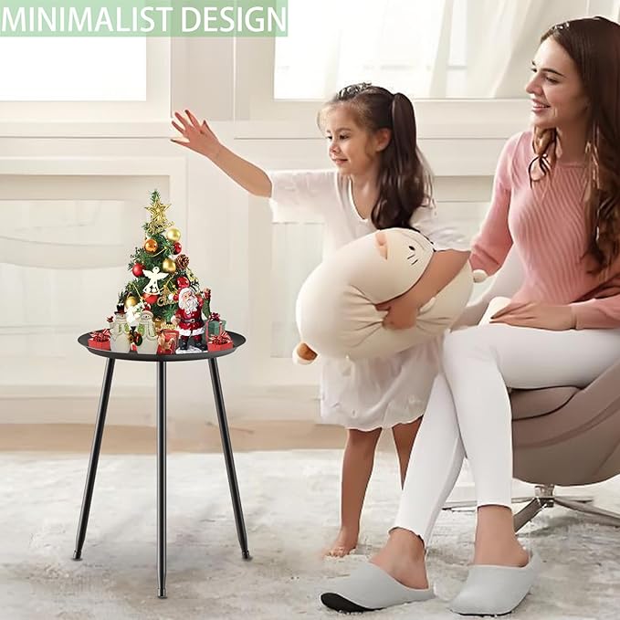 Plant Stand Table Indoor Outdoor Small,Round Side Table for Plants,Single Black Metal Plant Table,Corner Table for Plants Rack for Bedroom Patio Garden Balcon