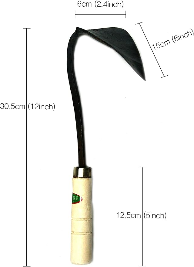 JGI HOMI 2 - Hoe Garden Tool for Weeding, Gardening, harvesting, and Planting, Korean Homi Hand Plow, Durable, Sharp, and Ergonomic