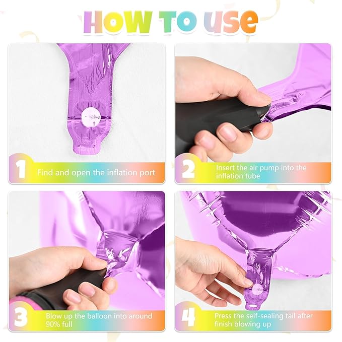 Giant 4D Foil Balloons, 6Pcs Pink Yellow Purple Blue Green Orange Round Balloons, 22 Inch Big Round Foil Balloon for Rainbow Balloon Birthday Party Baby Shower Wedding Decorations