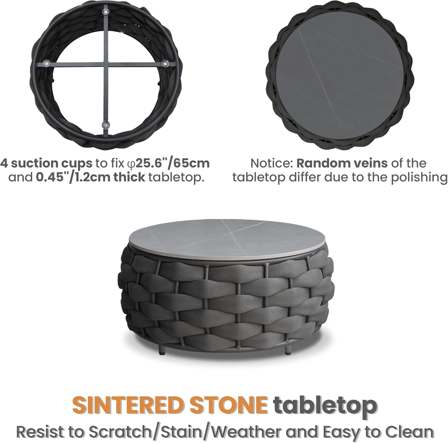 Aluminum Outdoor Seating Set: 5 Pieces Woven Rope Patio Furniture Conversation Set - Modern Deck Loveseat Set Cushioned - Assembled Metal Porch Lounge Set for Yard Garden Lanai Hotel, Dark Grey