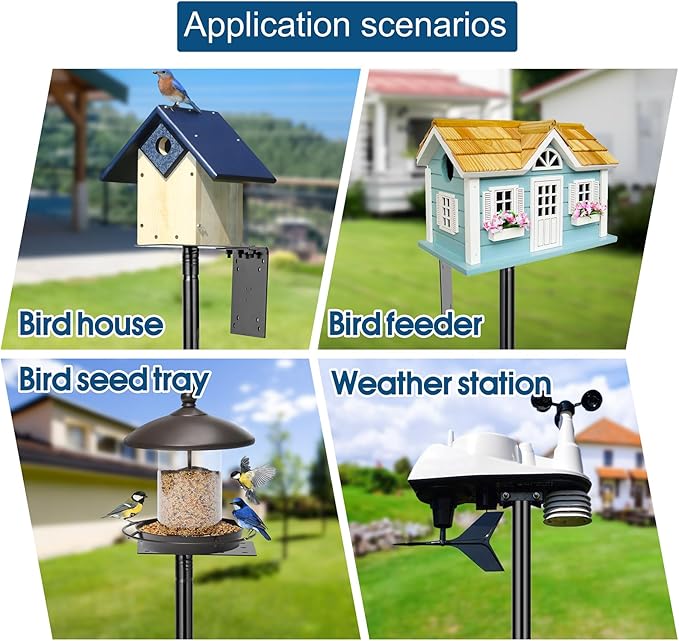 Ottsuls Bird Feeder Pole, 109 Inch Heavy Duty Bird House Pole Kit for Outdoors, with 5-Prong Base Feeding Station for Wild Birds Watching, Adjustable Feeder Stand (House Not Included)