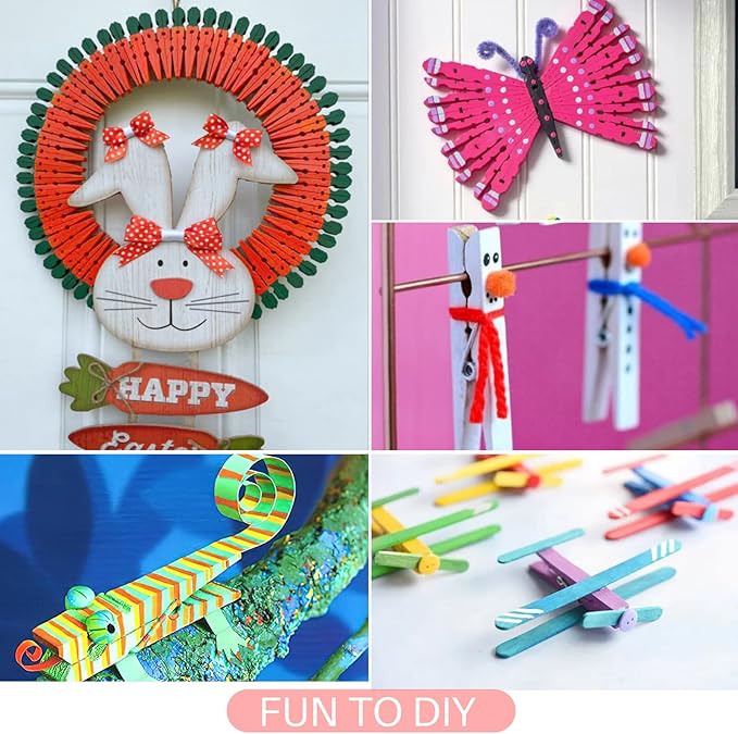 Clothespins, Small Clothes Pins for Photos, 1.4'' 100 PCS Natural Birchwood Mini Clothes Pins, Strong Springs Colorful Clothespins with Storage Bag, Mini Clothespins for Photos, Crafts, Pictures, Art