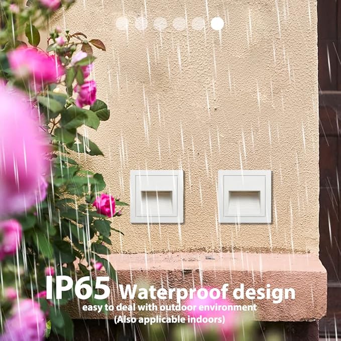 8Pack 3W LED Step Light, Warm White 3000K IP65 Waterproof Recessed Wall Light, Staircase Light Lighting lamp, Inside Outside Garden Balcony Corridor, Aluminum, 120V,White