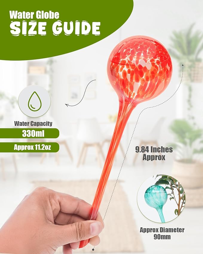 Iridescent Self Watering Globes, Glass Rainbow Plant Watering Globes, Self Watering Planter Insert, Automatic Plant Waterer Indoor (Large-4 Pcs Multi-Color, Large)